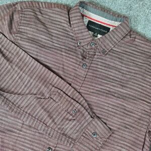 Signature Studio Men's Burgundy Stripe Button Down Long‎ Sleeve Shirt XL